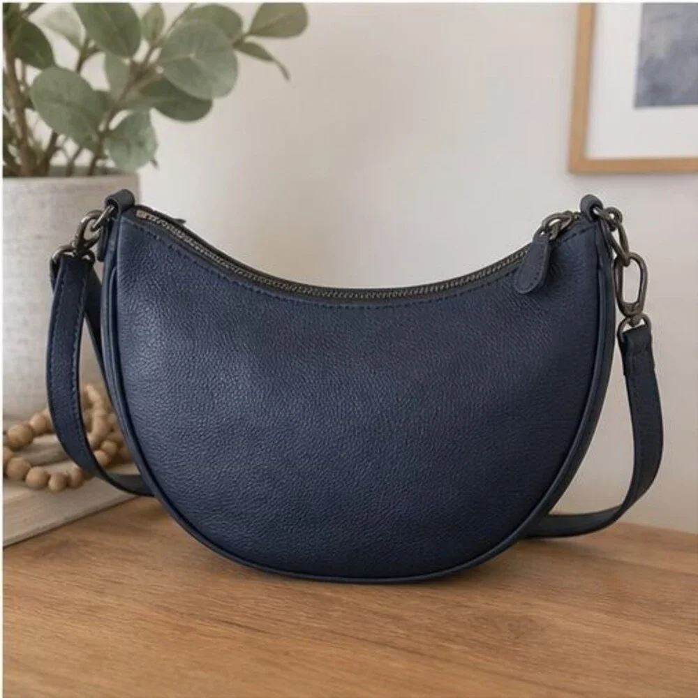 Navy Faux Leather Bag